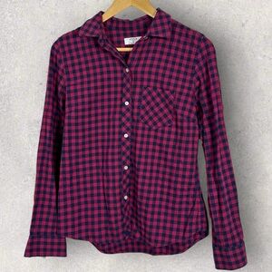 UNTUCKit Emily Plaid Collared Shirt Womens Size 4 Blue‎ Pink Button Down 40195